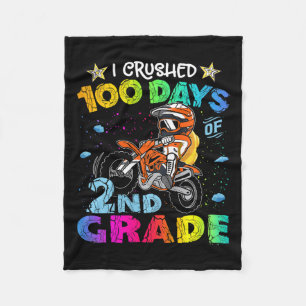 Kids I Crushed 100 Days Of 2nd Grade Dirt Bike Byc Fleece Blanket