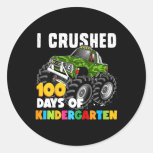Kids I Crushed 100 Days of Kindergarten Fun Girls Classic Round Sticker