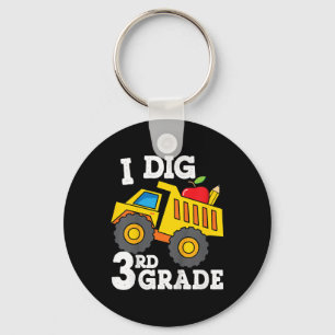 Kids I Dig 3rd Grade Dump Truck Construction Back  Key Ring