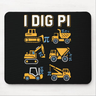 Kids I Dig Pi Funny Pi Day 3.14 Construction Truck Mouse Pad
