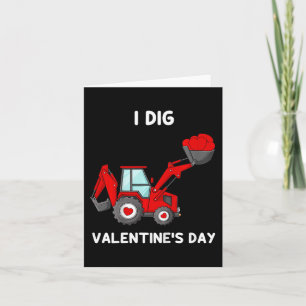Kids I Dig Valentines Day Hearts Tractor Fun Toddl Card