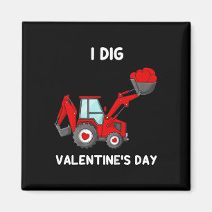 Kids I Dig Valentines Day Hearts Tractor Fun Toddl Magnet