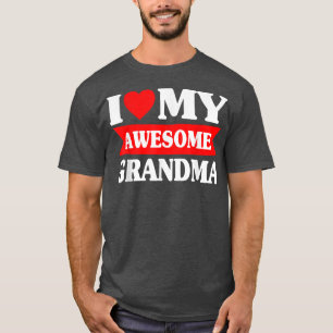 Kids I Love My Awesome Grandma Tee Red Heart Funny