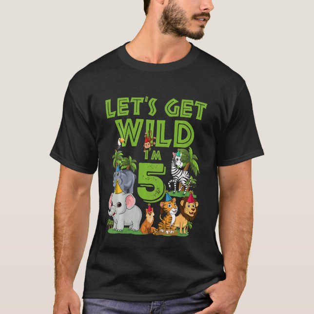 Kids I´m Wild And Five 5 Birthday 5 Year Old Birth T-Shirt (Front)