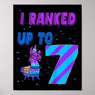 Kids I Ranked Up To 7 Video Game 7th Birthday Llam Poster