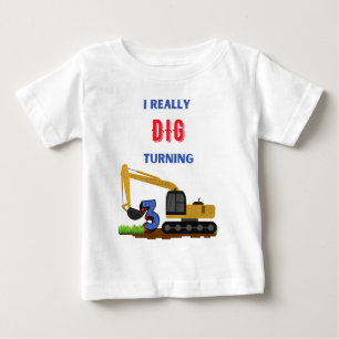 Kids I Really Dig Turning 3 Excavator Baby T-Shirt