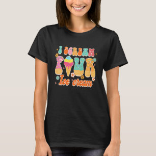 Kids I Scream Four Ice Cream Cute 4th Birthday Gir T-Shirt