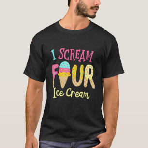 Kids I Scream Four Ice Cream Girls 4th Birthday T-Shirt