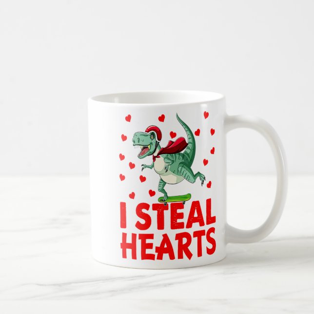Kids I Steal Hearts Dinosaur Valentines Day For Ba Coffee Mug (Right)