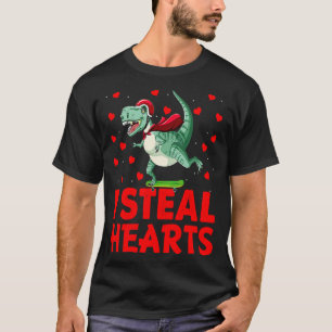 Kids I Steal Hearts Dinosaur Valentines Day For Ba T-Shirt