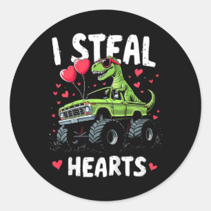 Kids I Steal Hearts Kids Funny Trex Gifts For Boys Classic Round Sticker