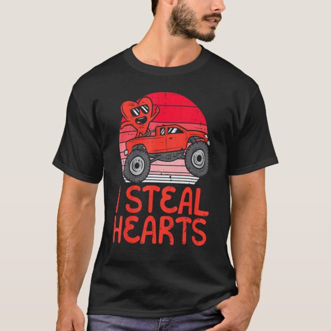 Kids I Steal Hearts Monster Truck Toddler Boy Vale T-Shirt (Front)