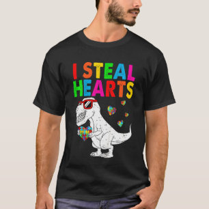 Kids I Steal Hearts Puzzle Autism Awareness Rex Di T-Shirt