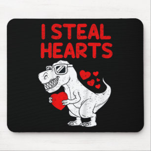 Kids I Steal Hearts T Rex Dino Valentines Day Todd Mouse Pad