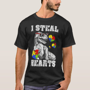 Kids I Steal Hearts T Rex Dinosaur Toddler Autism T-Shirt