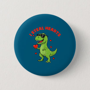 Kids i steal hearts trex dino baby boy valentine's 6 cm round badge