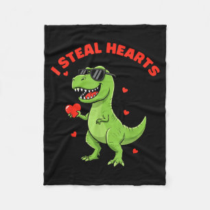 Kids i steal hearts trex dino baby boy valentine's fleece blanket