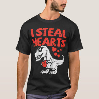 Kids I Steal Hearts Trex Dino Baby Boy Valentines  T-Shirt