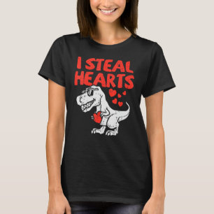 Kids I Steal Hearts Trex Dino Baby Boy Valentines T-Shirt
