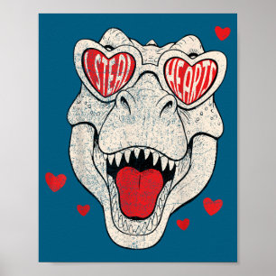 Kids i steal hearts trex dino boy valentine's todd poster