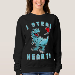 Kids I Steal Hearts Trex Dino Cute Baby Boy Valent Sweatshirt