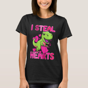 Kids I Steal Hearts Trex Dino Toddler Boy Valentin T-Shirt