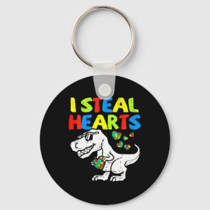 Kids I Steal Hearts Trex Dinosaur By Key Ring