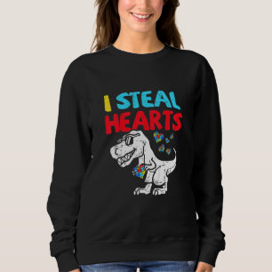 Kids I Steal Hearts Trex Dinosaur Cute Boy Autism Sweatshirt