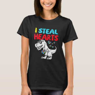 Kids I Steal Hearts Trex Dinosaur Cute Boy Autism T-Shirt