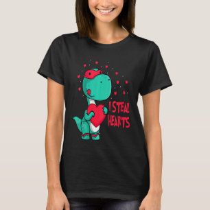 Kids I Steal Hearts Valentines Day Cute Dinosaur B T-Shirt