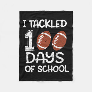 Kids I Tackled 100 Days Of School Football 100th D Fleece Blanket