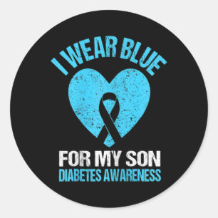 Kids I Wear Blue For My Son Diabetes Awareness Mon Classic Round Sticker