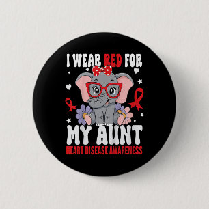 Kids I Wear Red For My Aunt Heart Disease Awarenes 6 Cm Round Badge