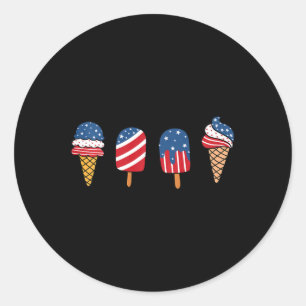 Kids Ice Cream 4th Of July Cool Dessert Patriotic Classic Round Sticker