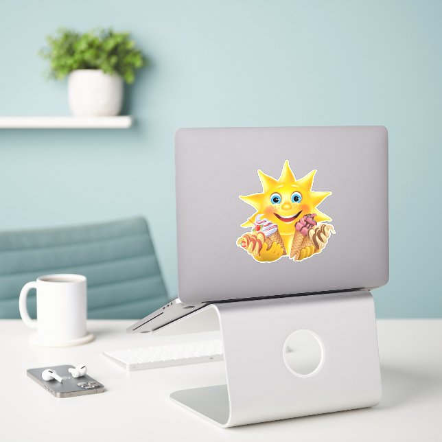 Kids Ice Cream Cone Sticker (Laptop On Desk)