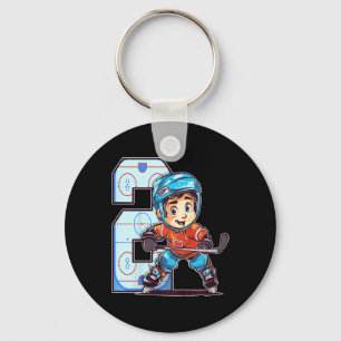 Kids Ice Hockey Birthday - 2 Year Old Boy - 2nd Bi Key Ring