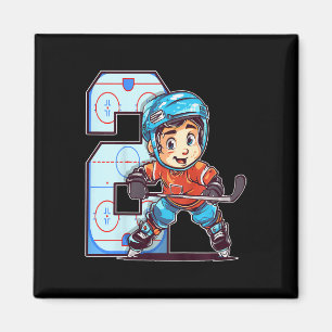 Kids Ice Hockey Birthday - 2 Year Old Boy - 2nd Bi Magnet