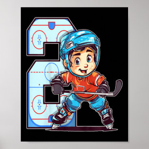 Kids Ice Hockey Birthday - 2 Year Old Boy - 2nd Bi Poster
