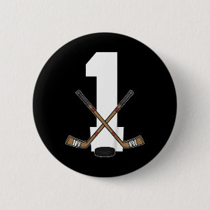 Kids Ice Hockey Kids Toddler Boys 1st Birthday Ice 6 Cm Round Badge