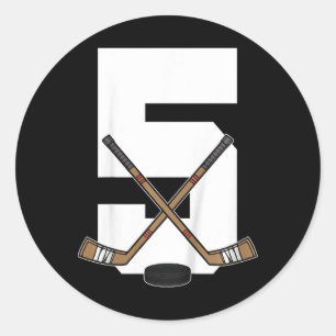 Kids Ice Hockey Kids Toddler Boys 5th Birthday Ice Classic Round Sticker