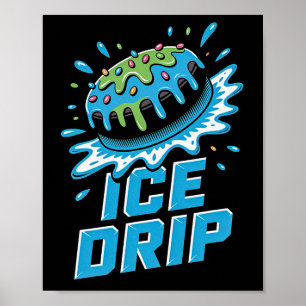 Kids Ice Hockey Puck Drip Graphic Ice Cream Drip B Poster