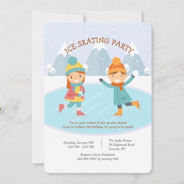 Kids Ice Skating Party Invitation (Front)