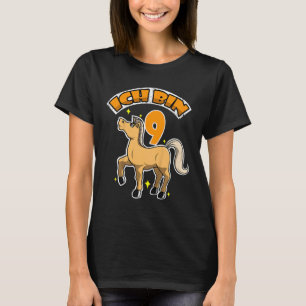 Kids Ich bin 9 Horses  for Girls 9th Birthday T-Shirt
