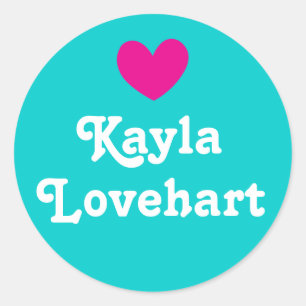Kids id named heart pink aqua white girls sticker