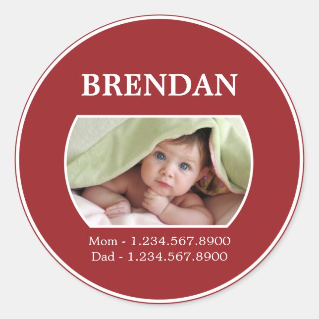 Kids ID sticker with contact details (Front)