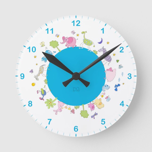 kids illustrated wall clock (Front)