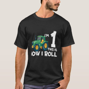 Kids I'm 1 This Is How I Roll Tractor 1 Year Old B T-Shirt