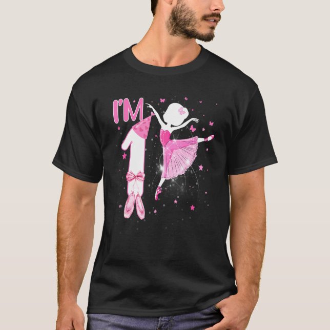 Kids I'm 1st Birthday Ballerina Girl Ballet Dancer T-Shirt (Front)