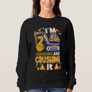 Kids I'm 2 And Crushin It 2nd Birthday Boy 2 Year Sweatshirt
