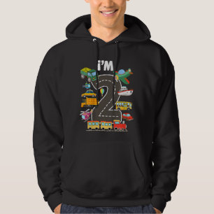 Kids I'm 2 Year Old Transportation Birthday 2nd Bo Hoodie